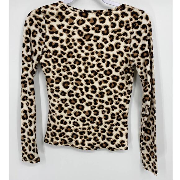 Gaze Womens Animal Print Super Soft Long Sleeve V-neck Shirt Top NEW Size XS - Picture 8 of 8